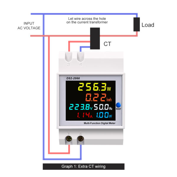 Монитор переменного тока 6-в-1 на din-рейку, 220В Вольтметр, Амперметр, Ваттметр на DIN-рейку 4